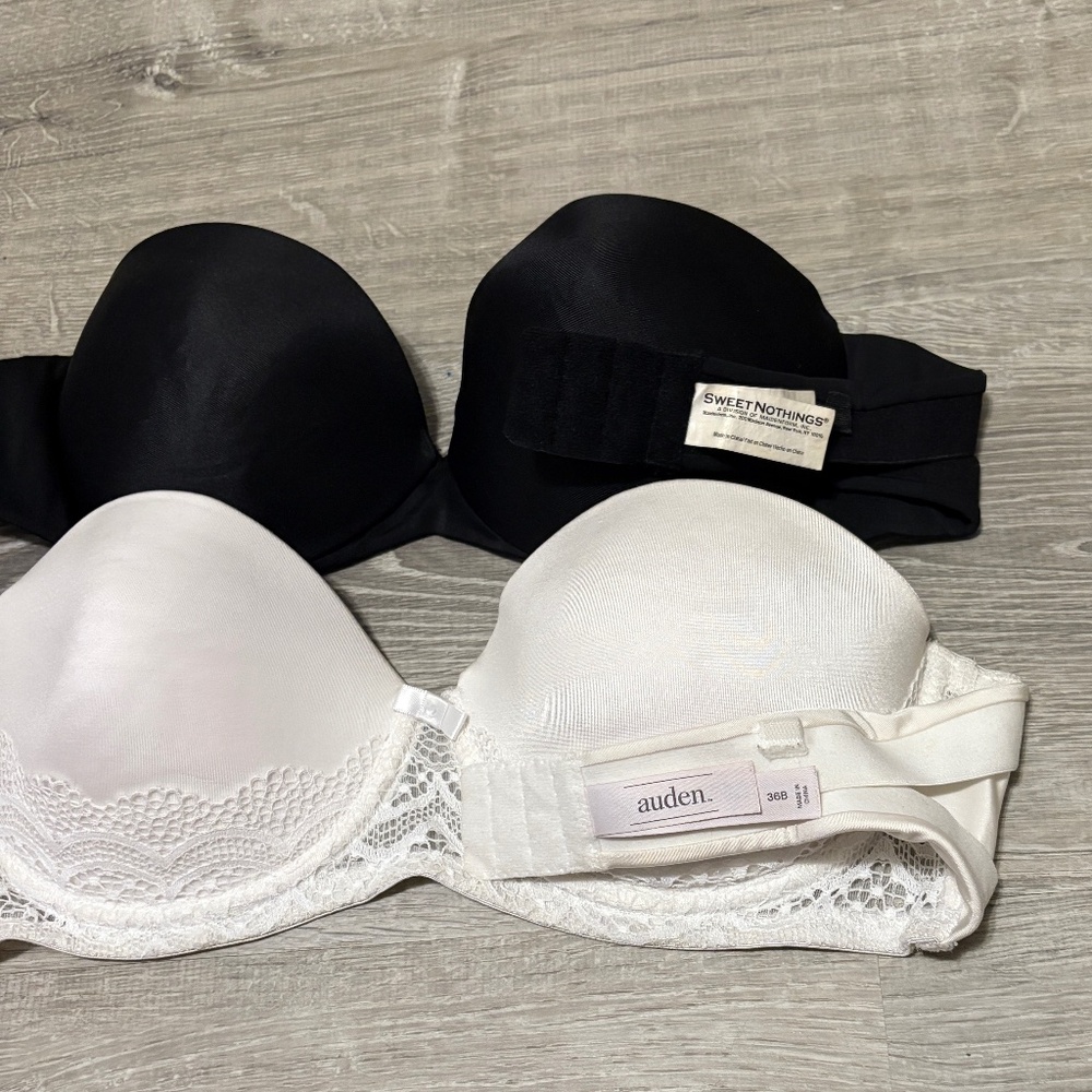 Strapless bra lot - black and white - 36B/34C